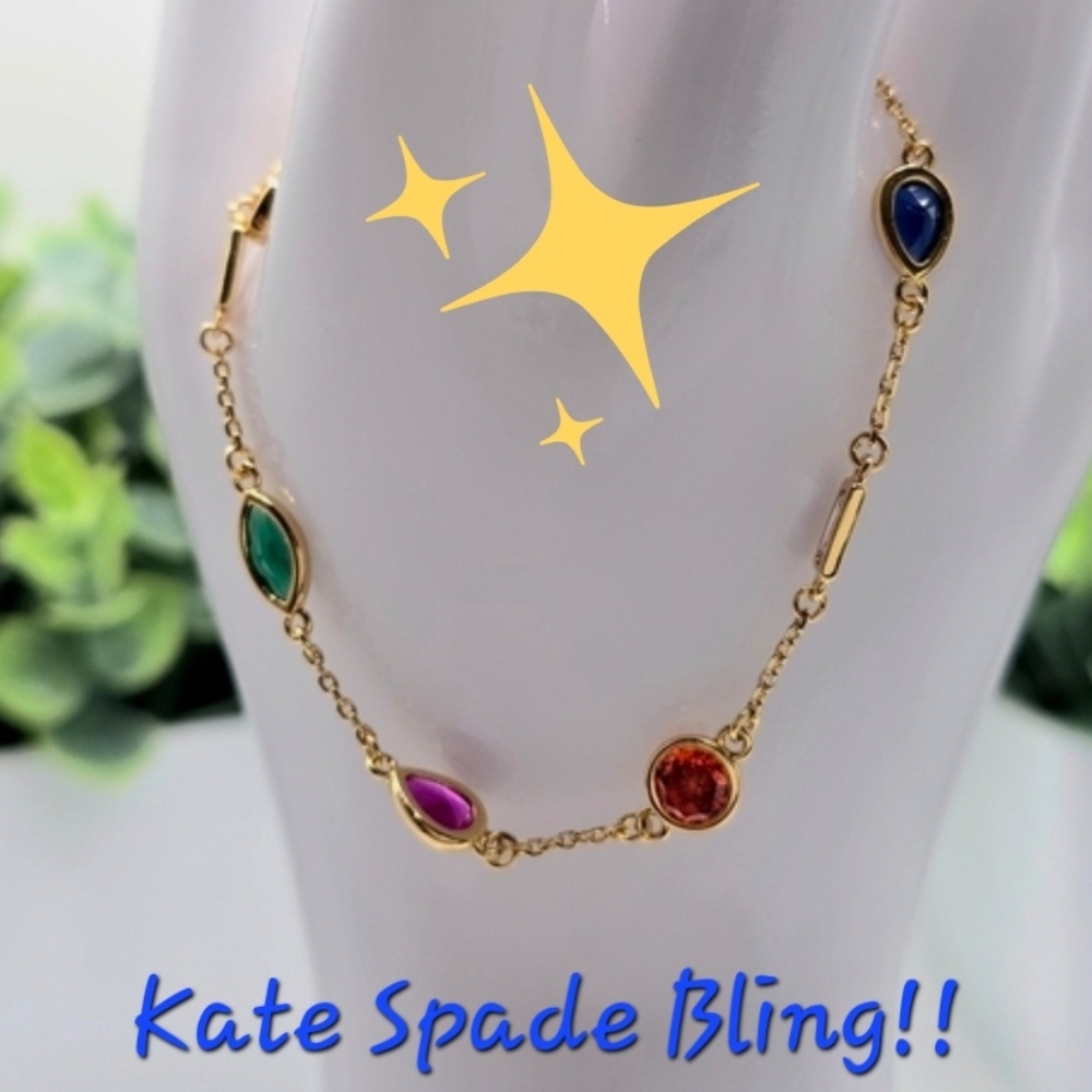 Kate ♠︎ Spade Gold Bracelet with Multicolor Gemstones